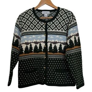 Croft & Barrow Forest Scene Cardigan